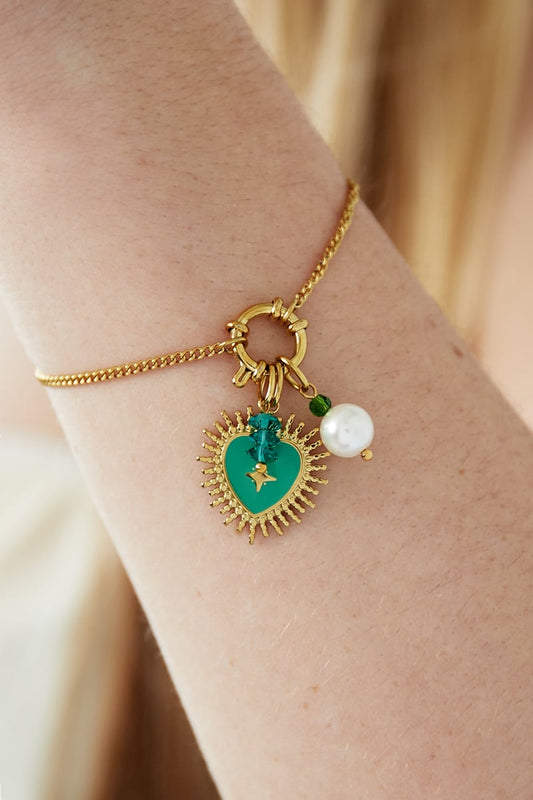 Gouden Green Heart Armband