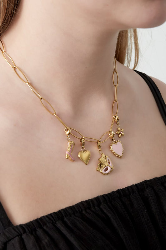 Gouden Mask Ketting – 14K Verguld RVS met Emaille (40 + 5 cm)