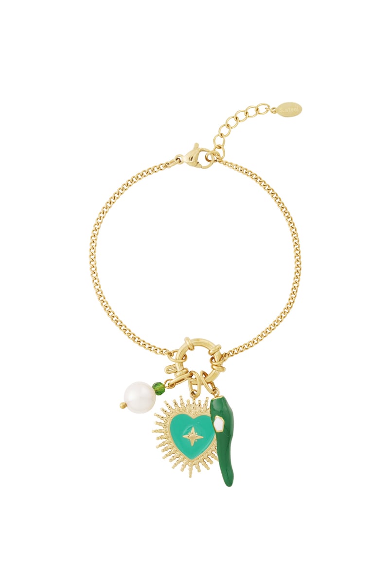 Gouden Green Heart Armband