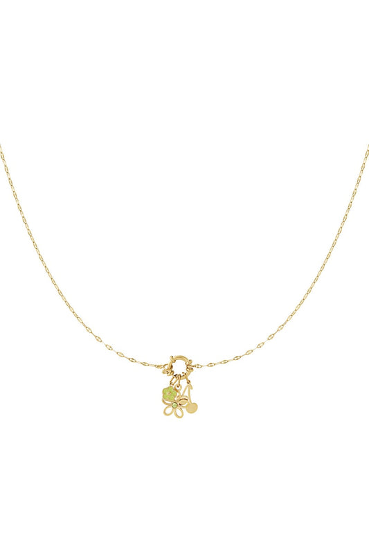 Gouden Detailled Flower Ketting – 14K Verguld RVS (40 + 5 cm)