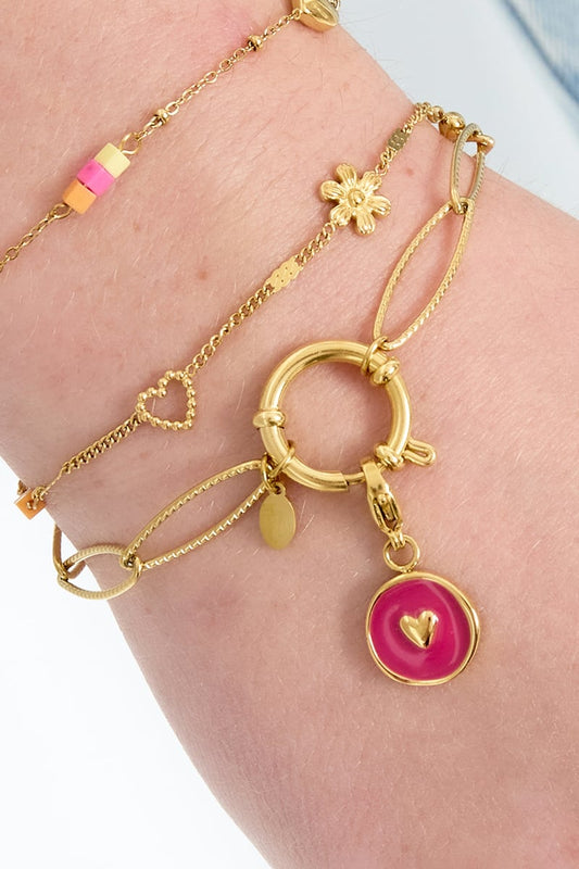 Vintage Hart Bedel – 14K Verguld RVS met Emaille