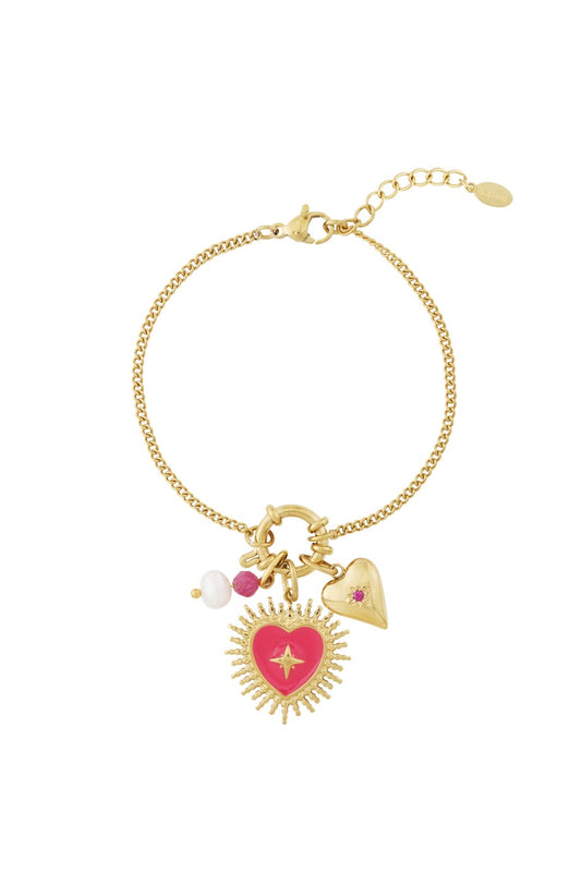 Gouden Heart & Flower Armband
