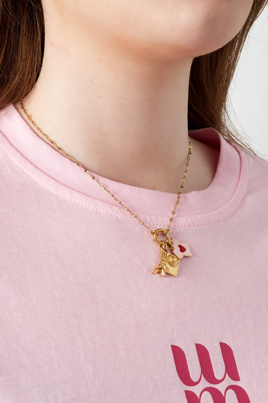 Gouden Eiffel Tower Ketting – 14K Verguld RVS (40 + 5 cm)