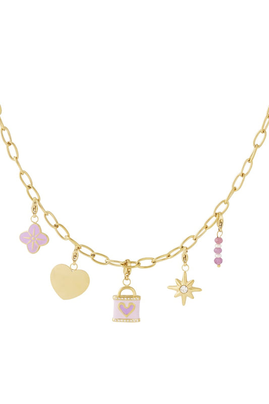 Gouden Love Box Ketting – 14K Verguld RVS (40 + 5 cm)