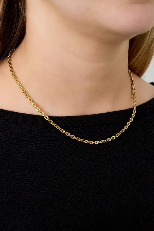 Minimalistische Gouden Schakelketting van RVS – Verstelbare Basis Ketting (40–45 cm)