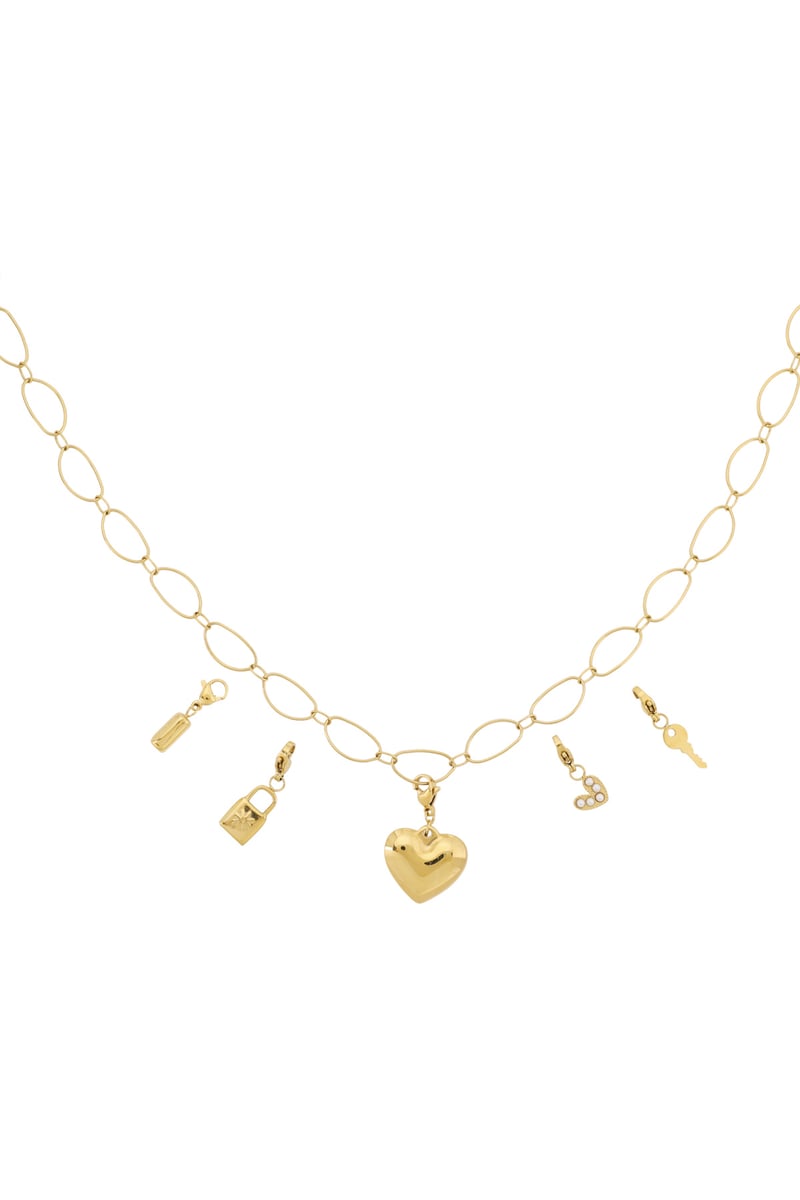 Gouden Big Heart Ketting – 14K Verguld RVS (40 + 5 cm)