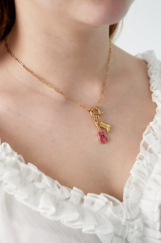 Gouden Guitar Ketting – 14K Verguld RVS (40 + 5 cm)