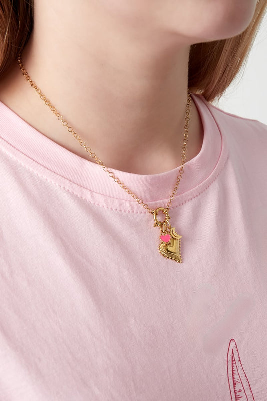 Gouden Chunky Heart Ketting – 14K Verguld RVS (40 + 5 cm)