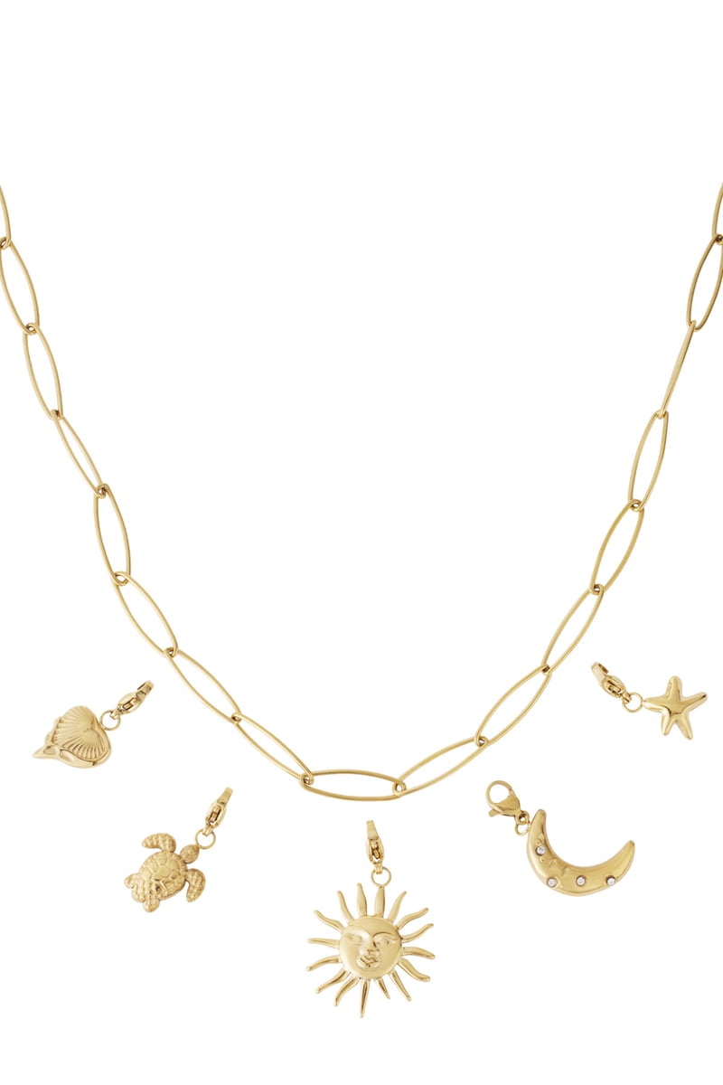Gouden Zon Ketting – 14K Verguld RVS (40 + 5 cm)