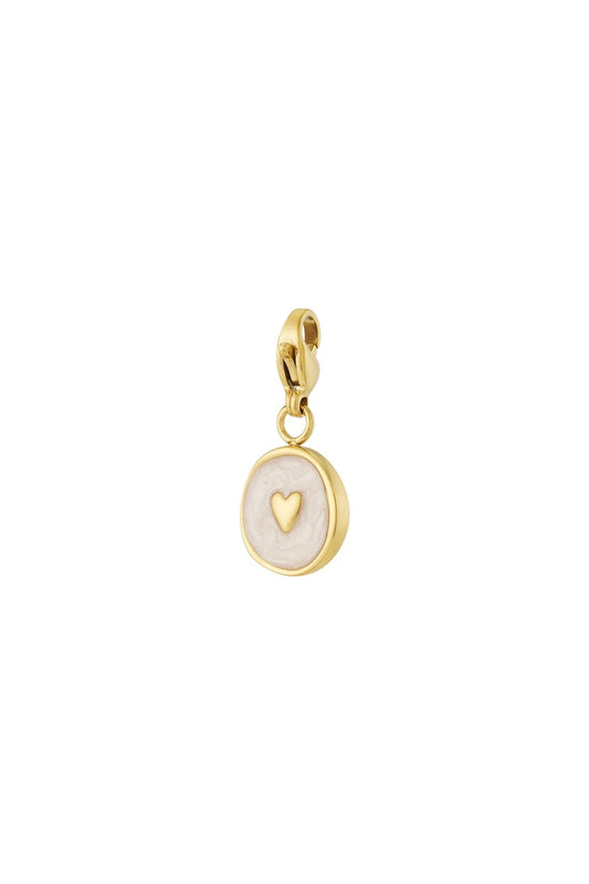 Vintage Hart Bedel – 14K Verguld RVS met Emaille