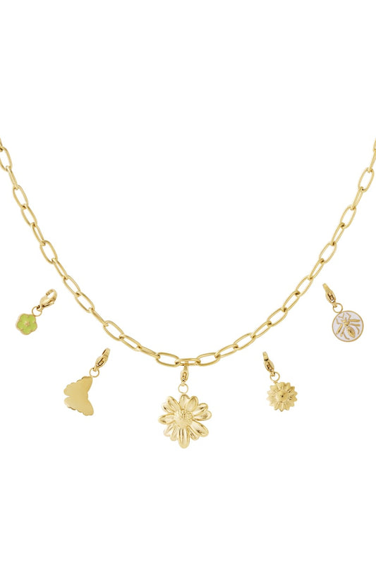Gouden Flower Ketting – 14K Verguld RVS met Emaille (40 + 5 cm)