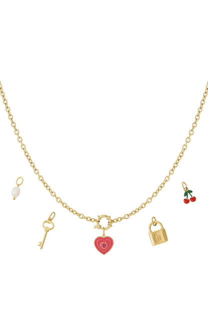Gouden Heart Key Ketting – 14K Verguld RVS (40 + 5 cm)