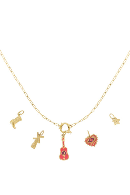 Gouden Guitar Ketting – 14K Verguld RVS (40 + 5 cm)