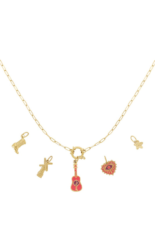 Gouden Guitar Ketting – 14K Verguld RVS (40 + 5 cm)