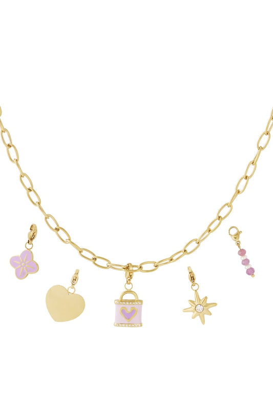 Gouden Love Box Ketting – 14K Verguld RVS (40 + 5 cm)