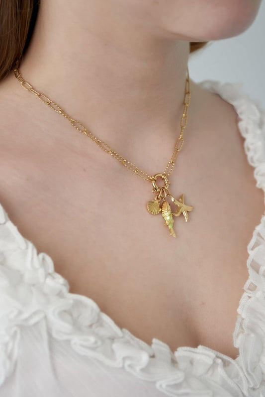 Gouden Starfish Ketting – 14K Verguld RVS (40 + 5 cm)