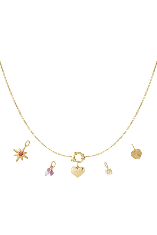 Gouden Mini Heart Ketting – 14K Verguld RVS (40 + 5 cm)