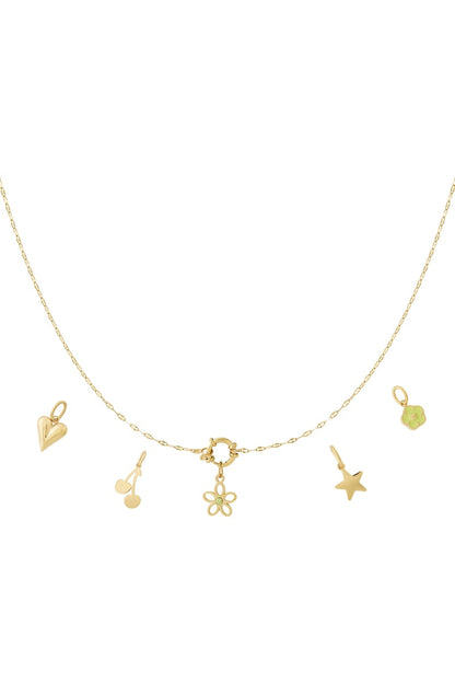 Gouden Detailled Flower Ketting – 14K Verguld RVS (40 + 5 cm)