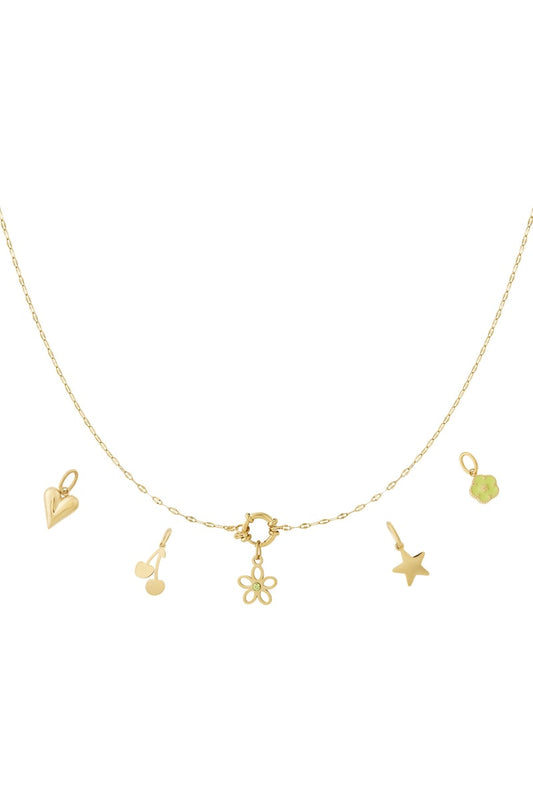 Gouden Detailled Flower Ketting – 14K Verguld RVS (40 + 5 cm)