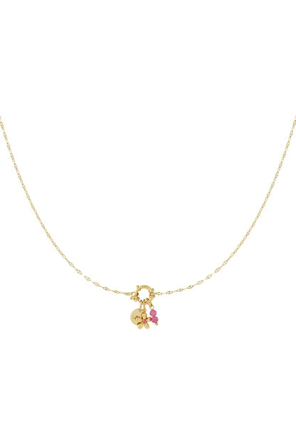 Gouden Red Flower Ketting – 14K Verguld RVS (40 + 5 cm)