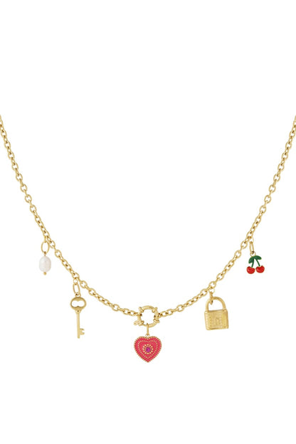 Gouden Heart Key Ketting – 14K Verguld RVS (40 + 5 cm)