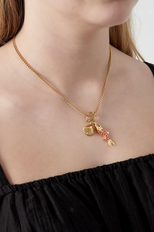 Gouden Fish Ketting – 14K Verguld RVS (40 + 5 cm)