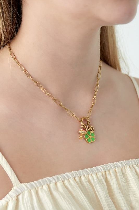 Gouden Clover Ketting – 14K Verguld RVS (40 + 5 cm)