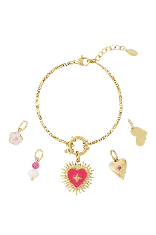 Gouden Heart & Flower Armband