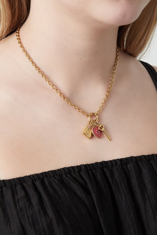 Gouden Heart Key Ketting – 14K Verguld RVS (40 + 5 cm)