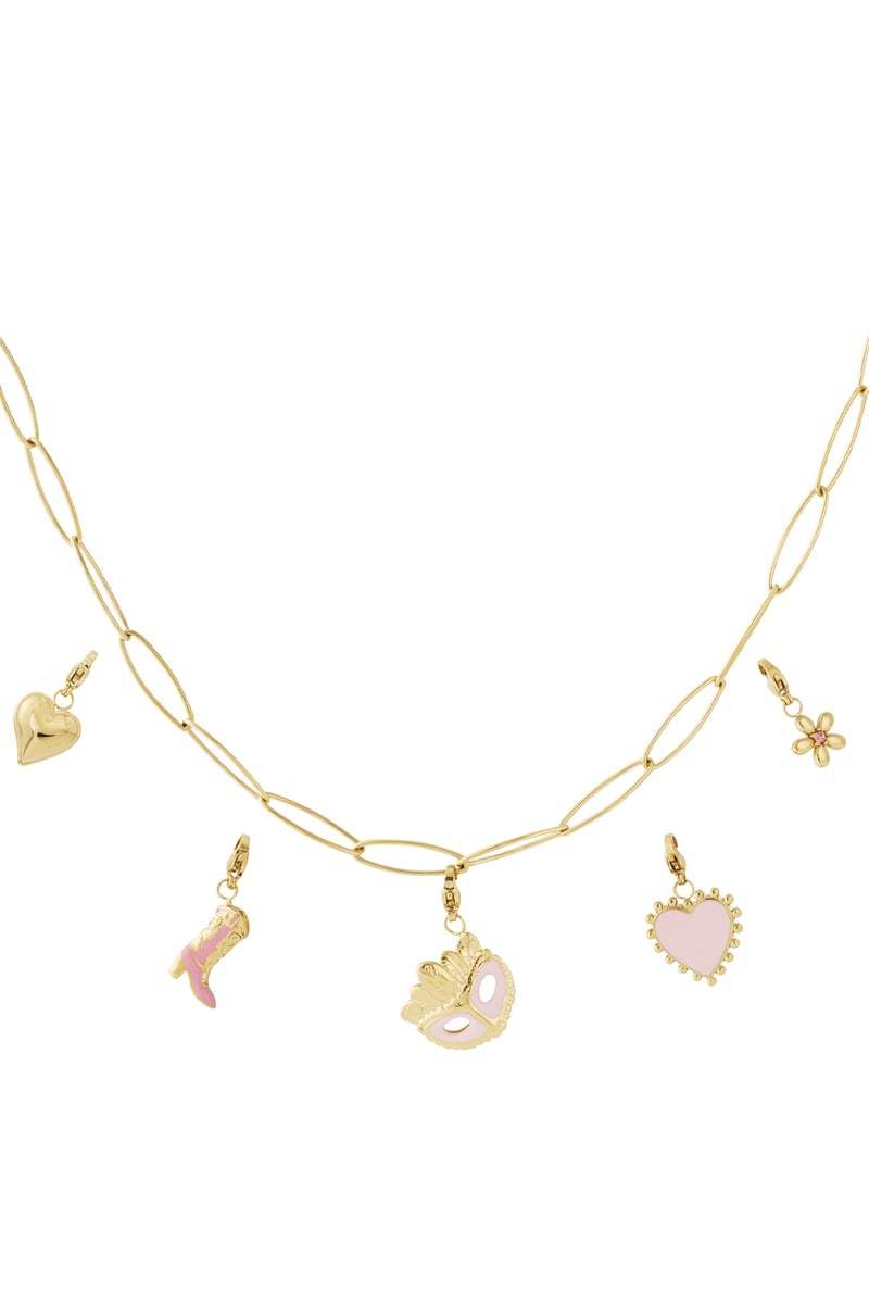 Gouden Mask Ketting – 14K Verguld RVS met Emaille (40 + 5 cm)
