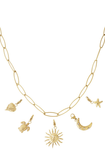 Gouden Zon Ketting – 14K Verguld RVS (40 + 5 cm)