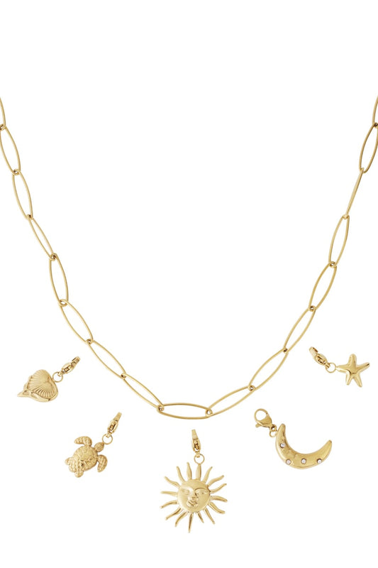 Gouden Zon Ketting – 14K Verguld RVS (40 + 5 cm)